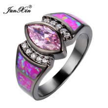 Size 6/7/8/9 Jewelry Women Wedding Hot Pink Opal Rings Colorful CZ 10KT Filled Engagement Ring Style