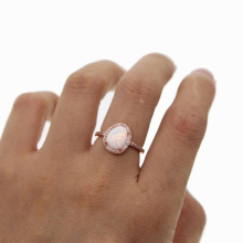 oval Big Fire Opal rings For Women rose Promise elegance Jewelry Opal Wedding Rings