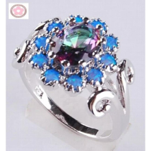 JLB-183 Flower Opal And Rainbow Crystal Jewelry For Women Wedding Ring