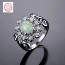 JLR-183 Flower Fire Opal Jewelry For Women Wedding Ring