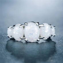 Jewelry Wedding Rings For Women Green Opal Silver Ring R3009