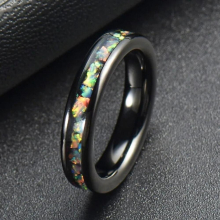 Arrival 6mm Width Stainleess Steel Wedding Rings for Woman Man inlay Colorful Opal Size 6-13