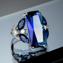 Sapphire Crystal Ring High Personality Wedding Party Jewelry Small Ring