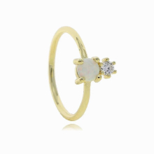 Stone Opal Ring Clear Cz Fire Opal Thin Band Engagement Delicate Rings Women Jewelry