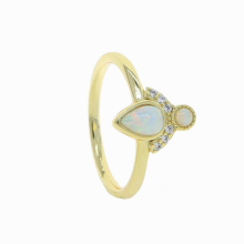 Delicate Plated Thin Ring For Women Girls Wedding Tear Drop Opal CZ Stone Ring Dainty Jewelry