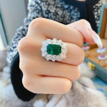 Lab Emerald Finger Ring Silver S925 Party Wedding band Rings for Women Bridal Promise Engagement Jewelry