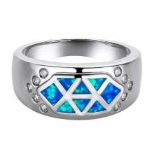 Small Zircon Engagement Ring Classic Silver Wedding Band Ring Fire Opal Geometric Stone Rings For Women Jewelry