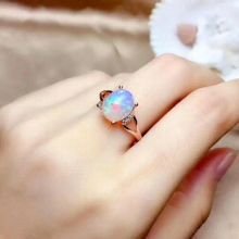Natural Opal Ring Ladies Opal Gemstone Open Ring