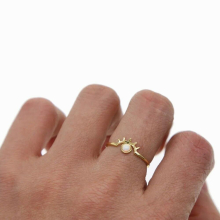 jewelry bezel fire opal Gem GIRL women lucky eye eyelash unique ring