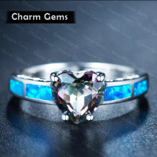 Crystal From Austrian Angel Girl Ring Fire Opal Rings for Women Engagement