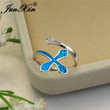 Female Fire Opal Ring Silver Lucky Cross Rings For Women Wedding Bands Engagement Ring Bridal Jewelry