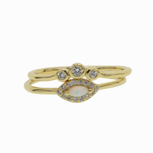 us size 5 6 7 8 set of 2 pcs wedding engagement ring set lovely opal stone eye cz thin small rings