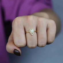 Spring Wedding Jewelry Finger Crystal Opal Heart Tear Drop Rings for Women Lover CZ Ring Female Engagement Party Drop