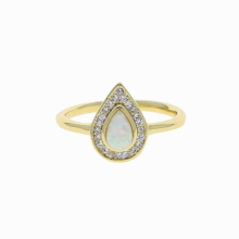 Top Water Tear Drop Opal Band Finger Ring With CZ Paved For Women Lady Charm Engagement Jewelry