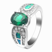 Oval Crystal green tops for women rings silver plated opal ring Jewelry Distribution evening party rings jewelry