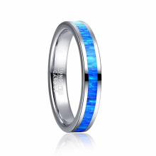 4mm Tungsten Carbide Ring Steel Opal Womens Ring Wedding Gift Size 5-10 Tungsten Ring Good