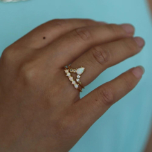 chevron engagement band set opal stone ring set stacking rings for women lady minimal stone