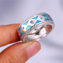 Female Opal Stone Ring Charm Silver Bridal Engagement Ring Vintage Triangle Big Wedding Rings For Women