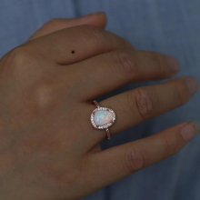 Uneven shaped Gem fire opal big stone Rose women rings gorgeous daily Modern engagement rings
