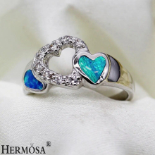 Hermosa Love Gift Heart Australia Opal Ring Size 7 8 Women Rings R1027