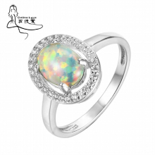 Oval Shape Opal Silver Plated Ring for Women Fire Opal Jewelry Unique OL Style Cocktail Ring R198