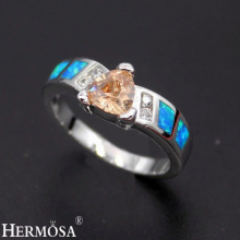 Triangle Morganite Australia Opal Ring Size 7 8 Women Rings R1028 Modern Lady Jewelry
