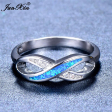 Female Big Infinity Ring Fire Opal Stone Ring Silver Filled Wedding Engagement Rings For Women