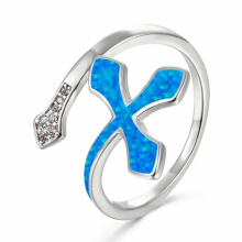 Female Fire Opal Ring Silver Small Cross Wedding Ring Promise Love Adjustable Engagement Rings For Women