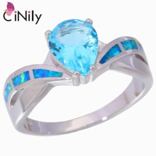 Created Fire Opal Zircon Silver Plated for Women Jewelry Gift Ring Size 5-11 OJ8307