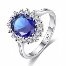 Princess Cut 3.2ct Created Sapphire Ring Silver Charms Engagement Jewelry Rings For Women
