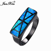 Geometric Big Ocean Opal Ring Vintage Wedding Engagement Rings For Men And Women Jewelry