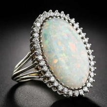 Vintage Antique Silver Rings Colorful Opal Crystal Stone Carve for Women Men Bohemian Jewelry