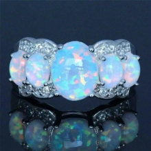 exaggeration large silver fire opal womens ring wedding ring engagement women jewelry