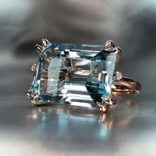Unique Natural Stone Aquamarine Sapphire Rings for Women Horizontal Rectangular Ring Wedding Wedding Party Jewelry Gift