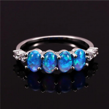 Female Fire Opal Stone Ring Silver Thin Engagement Ring Charm Crystal Oval Stone Wedding Rings For Women