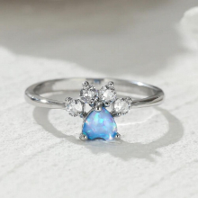 1.8MM Opal Cat Paw Ring for Women Silver Stacking Thin Ring Bridal Wedding Engagement Ring Jewelry Gift