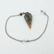 Hexagon Point Antique Bronze Natural Crystal Divinatory Pendulum Lapis Lazuli Red Quartz Amethyst Healing Gemstone Divination
