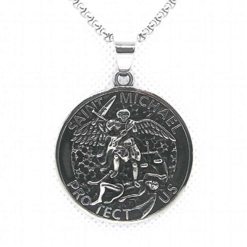 St Michael Pendant 316L Stainless Steel Mens Pendant-image-OPC-PCVY765-NEW
