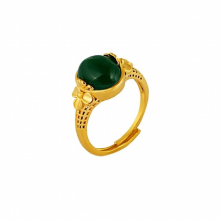 French court female hand-made emerald opening adjustable high-quality ring