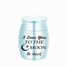 Small Urns for Human Ashes Mini Cremation Urns for Ashes Aluminum alloy Memorial Ashes Holder-I love you to the moon back