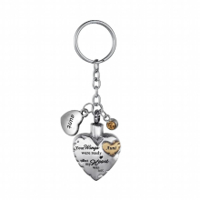 Stainless steel heart-shaped urn pendant keychain funeral ashes memorial pendant cremation for ashes -Your wings were ready