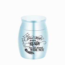 Mini Cremation Urns for Ashes Aluminum Urns for Ashes Memorial Ashes Jar/Light Pink/Light Blue-Your Wings Were Ready