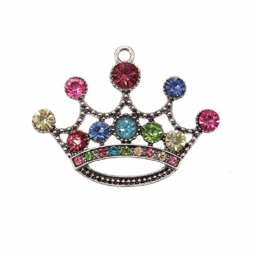 60mm Pink Rhinestone Crown Pendants 2