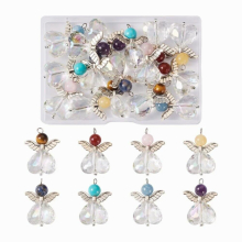 16pcs/Box Natural Angel Pendants Natural Synthetic Gemstone Charms Pendant Mix for jewelry making DIY neckalce decor