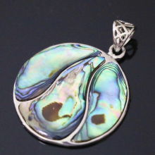natural abalone shell 35mm flat round pendant splicing accessories jewelry B1121