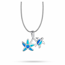 Fire Opal Starfish Turtle Necklace Pendants Jewelry For Women Girls Drop