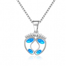 Fire Opal Beach Feet Pendants and Necklace For Women Girls Drop