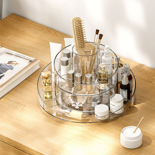 Living And Home Comestic Carousel 360° Rotating Clear Brush Perfume Makeup Organiser 1
