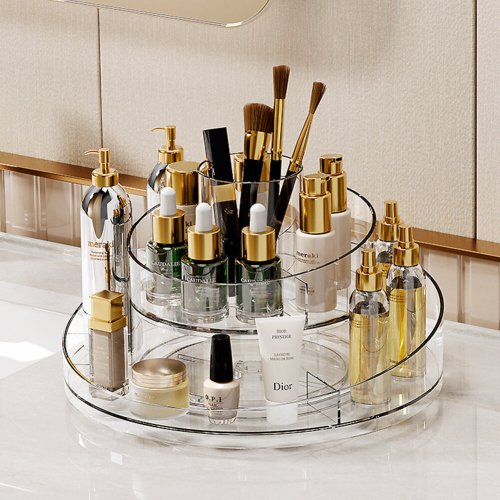 Living And Home Comestic Carousel 360° Rotating Clear Brush Perfume Makeup Organiser