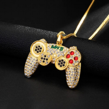 Hip-Hop Jewelry Game Console Handle Necklace Pendant Chain Crystal Necklace Charms for Children Boys